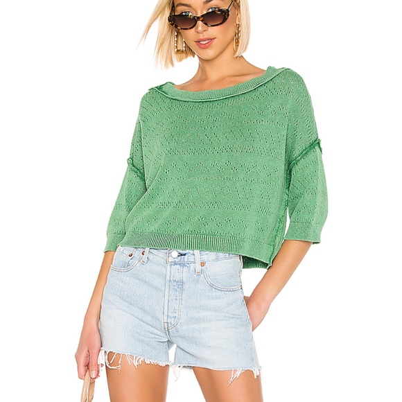 Free People Tops - Free people sand castlecropped  sweater green xs